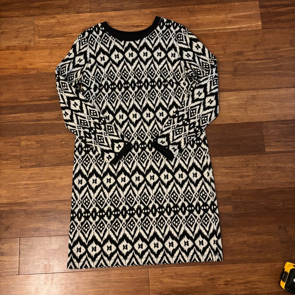 Marks & Spencer Black Cream Ikat Knit Sweater Dress US 10 / UK 14